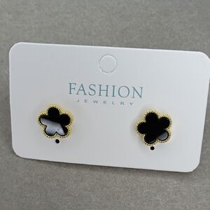 New Gold and Black Flower Earrings